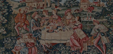 Winemaking collection cover - tapestry depicting an outdoor banquet scene